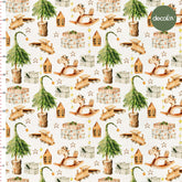 Digitally Printed Fabric with Watercolor New Year Concept Theme Pattern